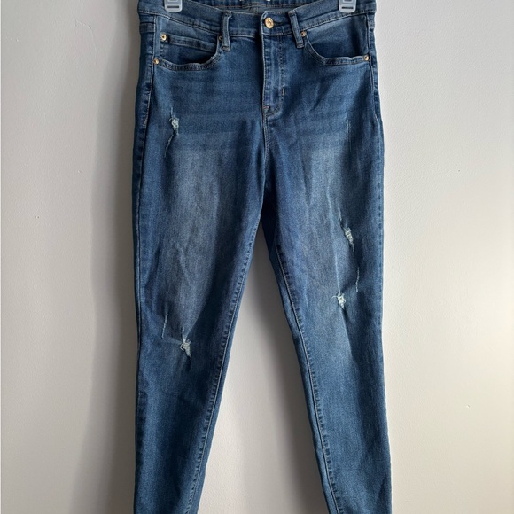 Nicole Miller Medium Blue Distressed Skinny Jeans - Picture 1 of 12